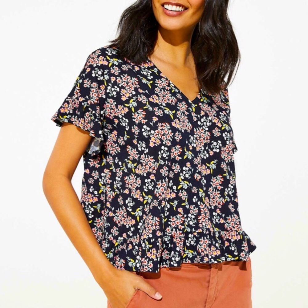 LOFT Floral Ruffled top